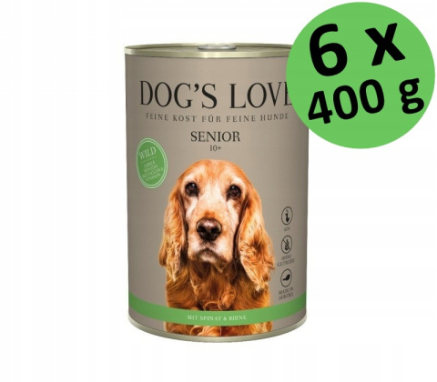 DOG'S LOVE Senior Wild - dziczyzna karma dla starszych psów 6x400g