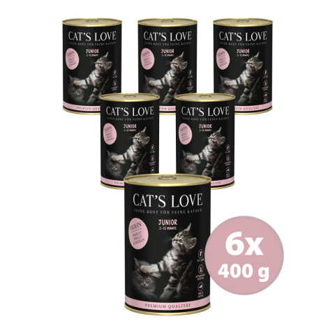 CAT’S LOVE Junior Huhn kurczak z algami i olejem z krokosza 400g x 6 szt.