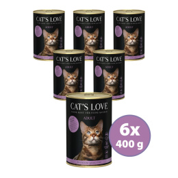 CAT'S LOVE Mix Fisch & Huhn - ryby i kurczak z olejem z łososia i pietruszką 400g x 6 szt.