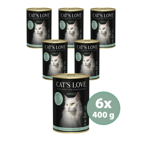 CAT'S LOVE Pute - indyk z olejem z łososia i kocim tymiankiem 400g x 6 szt. CAT'S LOVE Pute - indyk z olejem z łososia i kocim tymiankiem 400g x 6 szt.