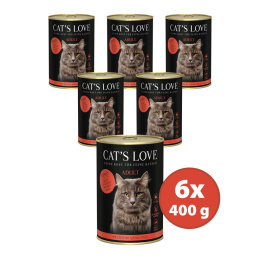 CAT'S LOVE Rind Pur - wołowina z olejem z krokosza i mniszkiem lekarskim 400g x 6 szt.