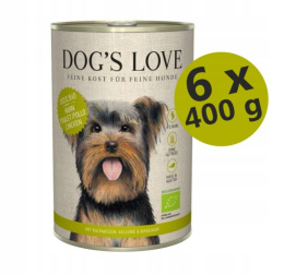 DOG'S LOVE BIO Huhn - kurczak z kaszą gryczaną, selerem i bazylią 400g x 6 szt.