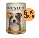 DOG'S LOVE BIO PUTE indyk z amarantusem, dynią i pietruszką 400g x 6 szt.