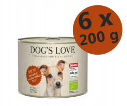 DOG'S LOVE BIO RIND wołowina z ryżem, cukinią i jabłkiem 200g x 6 szt.