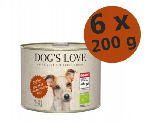 DOG'S LOVE BIO RIND wołowina z ryżem, cukinią i jabłkiem 200g x 6 szt. DOG'S LOVE BIO RIND wołowina z ryżem, cukinią i jabłkiem 200g x 6 szt.