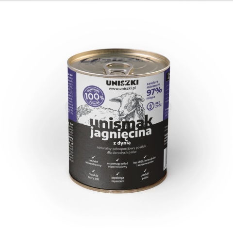 UNISZKI UNIsmak jagnięcina z dynią 800 g 97% mięsa UNISZKI UNIsmak jagnięcina z dynią 800 g 97% mięsa