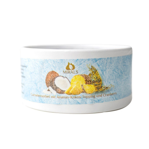 MIRALS Garnelensorbet - krewetki z ananasem, kokosem i żurawiną - lody dla psa 20g MIRALS Garnelensorbet - krewetki z ananasem, kokosem i żurawiną - lody dla psa 20g