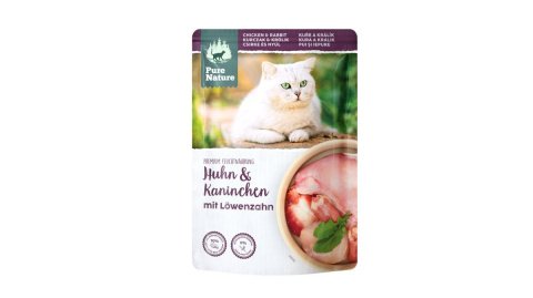 PURE NATURE CAT Huhn Kaninchen - kurczak z królikiem i mniszkiem lekarskim 85g PURE NATURE CAT Huhn Kaninchen - kurczak z królikiem i mniszkiem lekarskim 85g