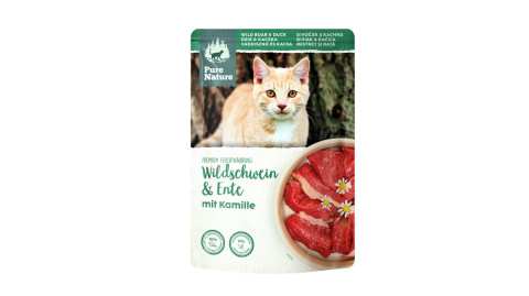PURE NATURE CAT Wildschwein Ente - dzik z kaczką i rumiankiem 85g PURE NATURE CAT Wildschwein Ente - dzik z kaczką i rumiankiem 85g