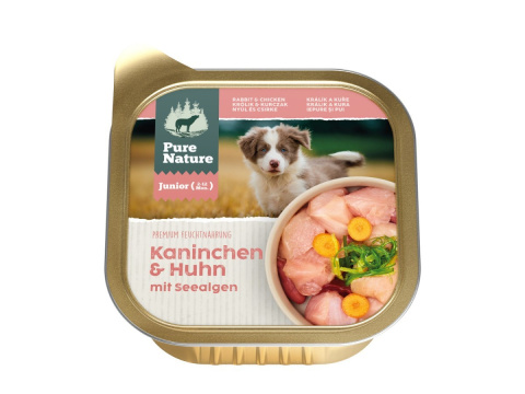 PURE NATURE DOG Junior Kaninchen Huhn - królik i kurczak z marchewką i algami 150g PURE NATURE DOG Junior Kaninchen Huhn - królik i kurczak z marchewką i algami 150g