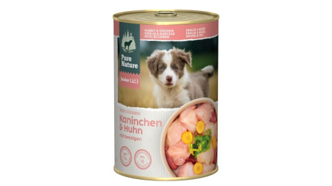 PURE NATURE DOG Junior Kaninchen Huhn - królik i kurczak z marchewką i algami 400g