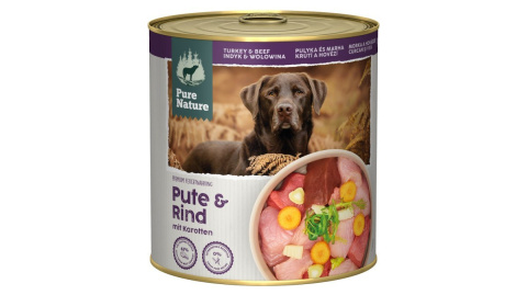 PURE NATURE DOG Pute Rind - indyk i wołowina z marchewką 800g