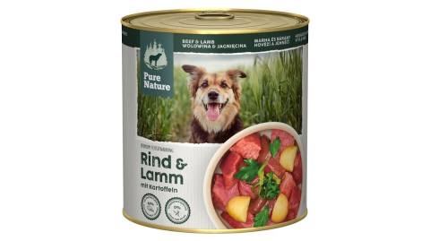 PURE NATURE DOG Rind Lamm - wołowina i jagnięcina z ziemniakami 800g