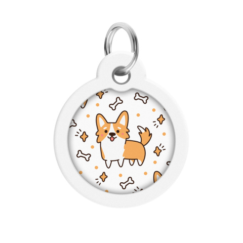 WAUDOG Zawieszka okragła z identyfikatotem QR GPS metalowa Corgi 25mm WAUDOG Zawieszka okragła z identyfikatotem QR GPS metalowa Corgi 25mm