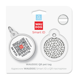 WAUDOG Zawieszka okragła z identyfikatotem QR GPS metalowa Geometria 30mm