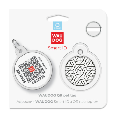 WAUDOG Zawieszka okragła z identyfikatotem QR GPS metalowa Geometria 30mm WAUDOG Zawieszka okragła z identyfikatotem QR GPS metalowa Geometria 30mm
