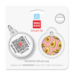 WAUDOG Zawieszka okragła z identyfikatotem QR GPS metalowa Awokado 25mm