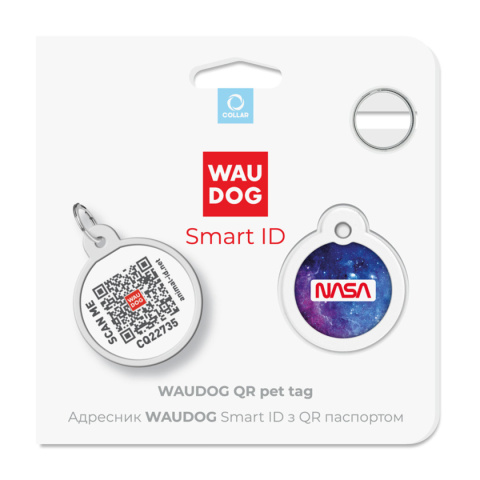 WAUDOG Zawieszka okragła z identyfikatotem QR GPS metalowa NASA 30mm WAUDOG Zawieszka okragła z identyfikatotem QR GPS metalowa NASA 30mm