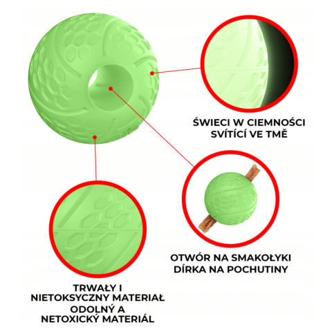 WAUDOG Fun piłka na smakołyki 7 cm - świeci w ciemnościach WAUDOG Fun piłka na smakołyki 7 cm - świeci w ciemnościach