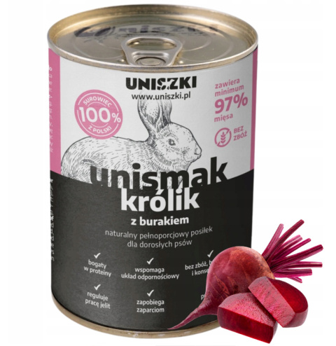UNISZKI UNIsmak królik z burakiem 800 g 97% mięsa UNISZKI UNIsmak królik z burakiem 800 g 97% mięsa