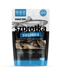 Uniszki Szprotki suszone 40g - przysmak dla psa