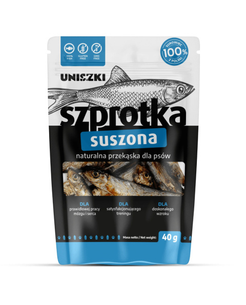 Uniszki Szprotki suszone 40g - przysmak dla psa Uniszki Szprotki suszone 40g - przysmak dla psa