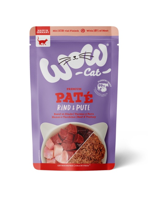 WOW CAT Rind Pute - wołowina z indykiem dla dorosłych kotów 125g WOW CAT Rind Pute - wołowina z indykiem dla dorosłych kotów 125g