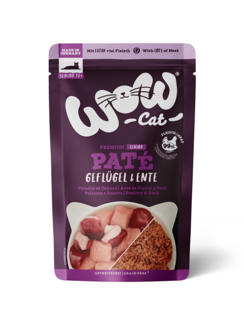 WOW CAT Senior Geflugel Ente - drób z kaczką dla kota seniora 125g WOW CAT Senior Geflugel Ente - drób z kaczką dla kota seniora 125g