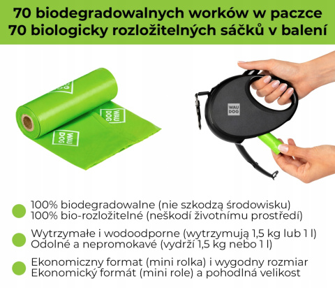 WAUDOG Biodegradowalne woreczki higieniczne 70 szt. / op WAUDOG Biodegradowalne woreczki higieniczne 70 szt. / op
