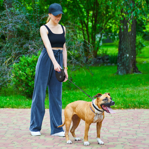WAUDOG Smycz automatyczna z pojemnika na woreczki , odblaskowa taśma, dł. 5m M do 20kg WAUDOG Smycz automatyczna z pojemnika na woreczki , odblaskowa taśma, dł. 5m M do 20kg