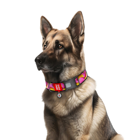 WAUDOG Obroża dla psa Nylon XXL 46-70/3,5 cm BANANY różowa WAUDOG Obroża dla psa Nylon XXL 46-70/3,5 cm BANANY różowa