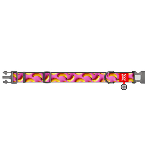 WAUDOG Obroża dla psa Nylon XXL 46-70/3,5 cm BANANY różowa WAUDOG Obroża dla psa Nylon XXL 46-70/3,5 cm BANANY różowa