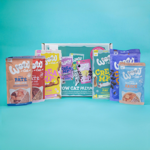 WOW CAT Box - zestaw testowy przysmaków i karm dla kota MEGA ZESTAW WOW CAT Box - zestaw testowy przysmaków i karm dla kota MEGA ZESTAW