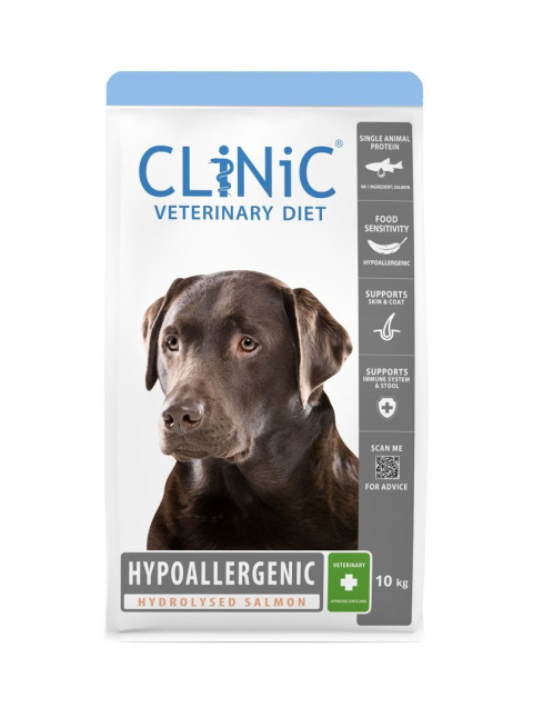 CLiNiC Veterinary Diet Dog Hypoallergenic Hydrolysed Salmon 10kg - sucha karma weterynaryjna dla psów CLiNiC Veterinary Diet Dog Hypoallergenic Hydrolysed Salmon 10kg - sucha karma weterynaryjna dla psów