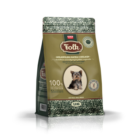 FOLK MINI Wielkopolska kaczka z królikiem z dodatkiem jabłek i majeranku 1,6 kg FOLK MINI Wielkopolska kaczka z królikiem z dodatkiem jabłek i majeranku 1,6 kg