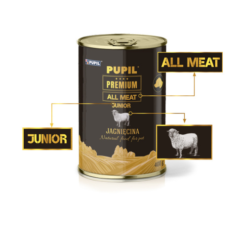 PUPIL Premium All Meat GOLD JUNIOR jagnięcina 400 g 68% mięsa PUPIL Premium All Meat GOLD JUNIOR jagnięcina 400 g 68% mięsa