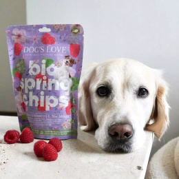 DOG'S LOVE Bio Springs Chips Pute - wiosenne przysmaki z indyka ekologicznego z malinami i miętą 150g