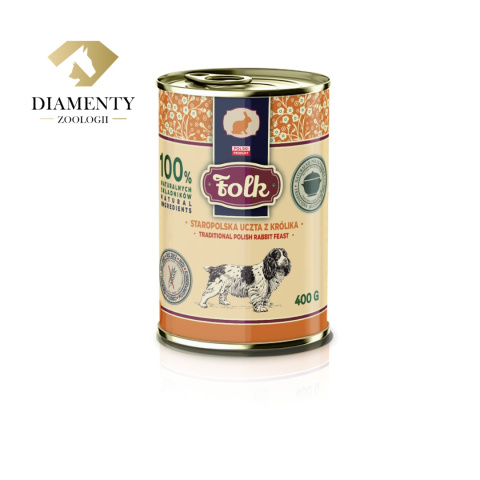 FOLK Karma mokra dla psa Staropolska uczta z królika 400 g FOLK Karma mokra dla psa Staropolska uczta z królika 400 g