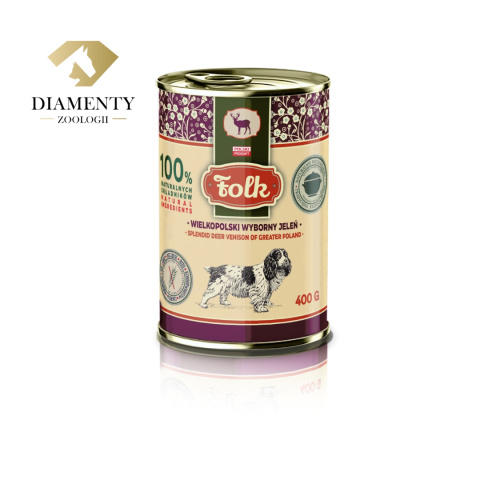 FOLK Karma mokra dla psa Wielkopolski wyborny jeleń 400 g FOLK Karma mokra dla psa Wielkopolski wyborny jeleń 400 g