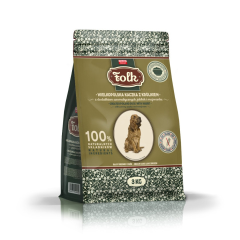 FOLK M&L Wielkopolska kaczka z królikiem z dodatkiem aromatycznych jabłek i majeranku 3 kg FOLK M&L Wielkopolska kaczka z królikiem z dodatkiem aromatycznych jabłek i majeranku 3 kg