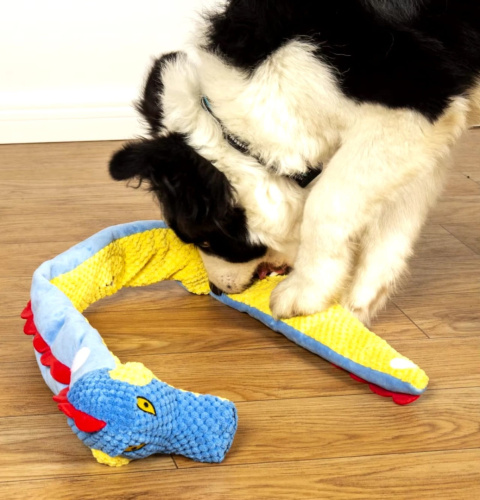 PetGang Pluszowy WĄŻ zwijany 100cm na przysmaki - niebieski PetGang Pluszowy WĄŻ zwijany 100cm na przysmaki - niebieski