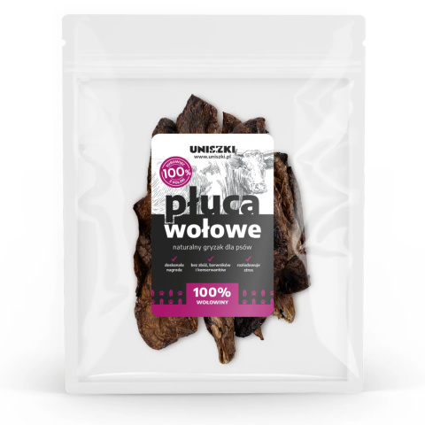 Uniszki Płuca wołowe - gryzaki dla psa 200g Duże opakowanie Uniszki Płuca wołowe - gryzaki dla psa 200g Duże opakowanie