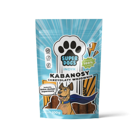 SUPERDOGS Skrzydlaty Wojownik Kabanosy z indyka dla psa 100g SUPERDOGS Skrzydlaty Wojownik Kabanosy z indyka dla psa 100g