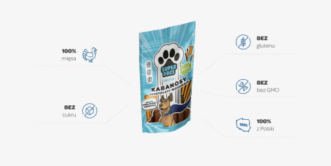 SUPERDOGS Skrzydlaty Wojownik Kabanosy z indyka dla psa 100g SUPERDOGS Skrzydlaty Wojownik Kabanosy z indyka dla psa 100g