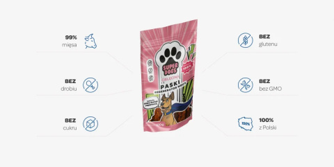 SUPERDOGS Regenerator Mocy Paski z cięlęciny dla psa 100g SUPERDOGS Regenerator Mocy Paski z cięlęciny dla psa 100g