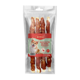 KORGI Długi patyk ze skóry wołowej z kaczką 14cm 320g ( 8 szt.)