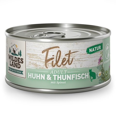 WILDES LAND CAT Huhn Thunfisch Filet – filety z kurczaka i tuńczyka 80g WILDES LAND CAT Huhn Thunfisch Filet – filety z kurczaka i tuńczyka 80g
