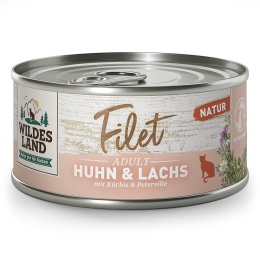 WILDES LAND CAT Huhn Lachs Filet – filety z kurczaka i łososia 80g