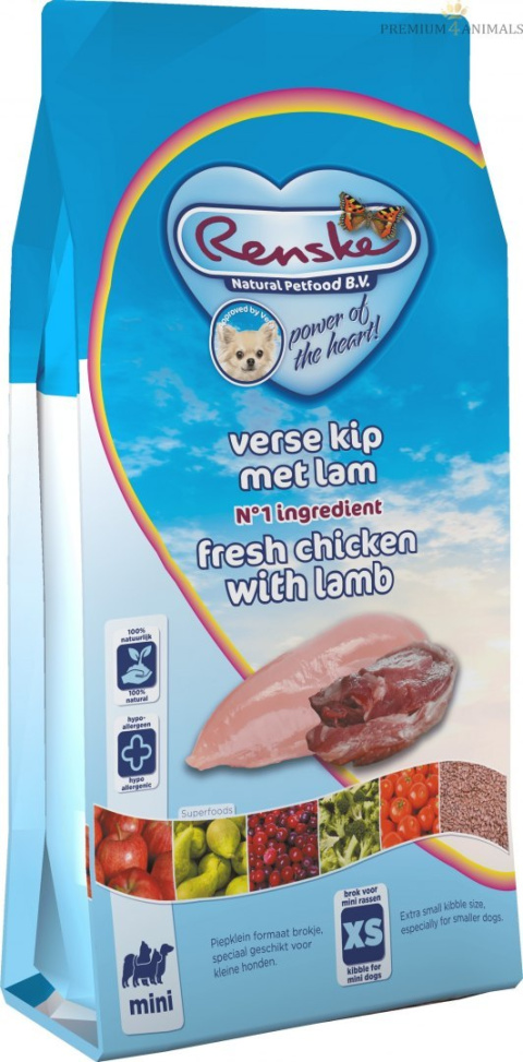 Renske Adult Mini Dog fresh chicken with lamb - świeży kurczak z jagnięciną - sucha karma dla psów małych ras 2 kg Renske Adult Mini Dog fresh chicken with lamb - świeży kurczak z jagnięciną - sucha karma dla psów małych ras 2 kg