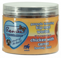 Renske Dog zdrowy mini przysmak dla psów – kurczak z marchwią 100 g